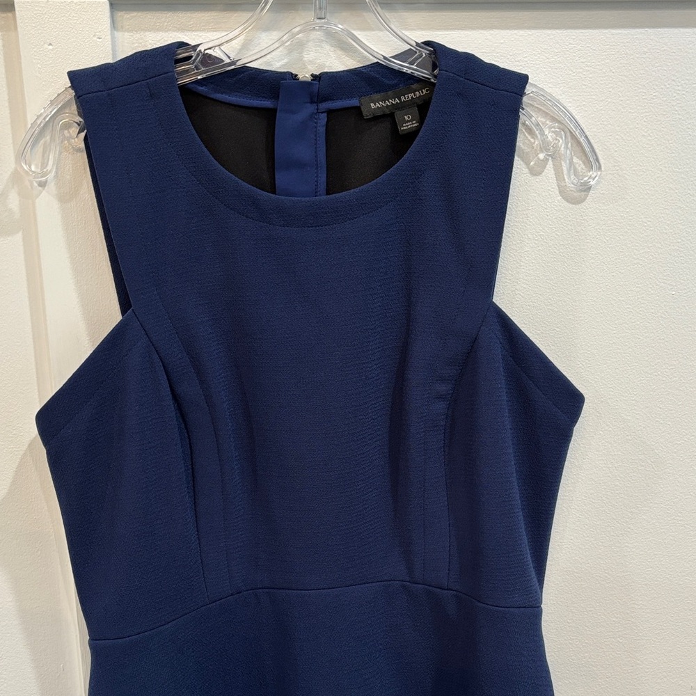 Banana Republic Elegant Navy Blue Sleeveless Dress - Picture 3 of 5